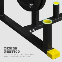 SPORTNOW Rastrelliera Pesi e Bilancieri in Acciaio e PP per Dischi con Diametro da 5 cm, 85.5x70x96 cm, Nera(m-6)