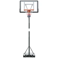 HOMCOM Panier de Basket extérieur avec poteau panneau, base de lestage sur roulettes hauteur réglable 2,55 - 3,05 m (panier) usage intérieur extérieur noir blanc(m-1)