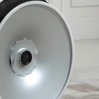 HOMCOM Reposapiés Otomano Giratorio Taburete Puff Redondo Tapizado en Piel Sintético de Estilo Moderno para Dormitorio Entrada Salón Ø45,5x44,5 cm Blanco(m-9)