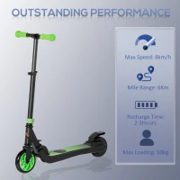 HOMCOM Folding Electric Scooter with Brake, for Ages 6+ Years, 8km/h Maximum Speed, Green(m-4)