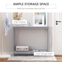 HOMCOM Console Table Hallway Desk w/Storage Shelf, X Design for Living Room Entryway, Grey(m-4)