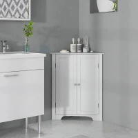 kleankin Triangle Bathroom Cabinet, Corner Bathroom Storage Unit with Adjustable Shelf and Recessed Door, Free Standing, White(m-10)