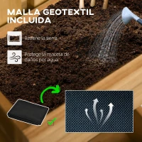 Outsunny Jardinera de Pared de Madera con Enrejado y 3 Macetas Móviles para Jardín Terraza Patio 60x16x80 cm Natural(m-6)