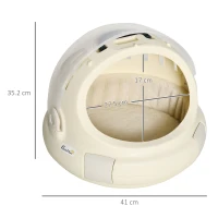 PawHut Trasportino Cuccia per Gatti Rotondo con Peluche Interno e Fermo, Φ41x35.2cm, Beige(m-3)