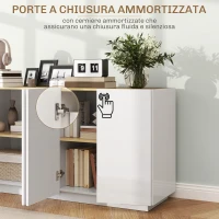 HOMCOM Credenza Moderna con Armadietti a 2 Ante, Chiusura Ammortizzata e Ripiani Regolabili, 140x40x75cm, Bianco Lucido(m-5)