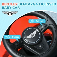 AIYAPLAY Bentley Bentayga Licensed 3-in-1 Baby Push Car,  Ride on Car Sliding Car with Canopy, Horn Music - Red(m-5)