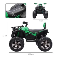 HOMCOM Quad per Bambini Elettrico 12V con Fari e Batteria Ricaricabile, Età 3-5 Anni, 100x65x73cm, Verde(m-3)