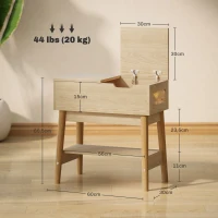 HOMCOM Table d'appoint table basse table de chevet étroite avec plateau rabattable et étagère ouverte grain de bois de chêne(m-3)