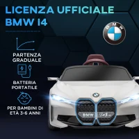 HOMCOM Macchina Elettrica per Bambini 3-6 Anni con Licenza BMW con Telecomando, Clacson e Fari, 115x67x45 cm, Bianca(m-4)