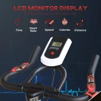 HOMCOM Exercise Bike, Indoor Cycling, with LCD Display, Heart Rate, Sensor - Black(m-4)