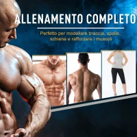 HOMCOM Set 2 in 1 Bilanciere e Manubri Pesi da 20kg, Dischi con Rivestimento in Plastica Antigraffio, Rosso e Nero(m-5)