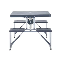 Outsunny Table de Camping Pique Nique Pliante Portable 4 Personnes Aluminium Plastique Gris foncé(m-10)