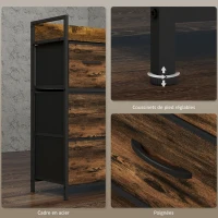 HOMCOM Meuble de rangement style industriel commode 4 tiroirs en tissu pliables et amovibles et 1 étagère - 60 x 29 x 85 cm(m-7)