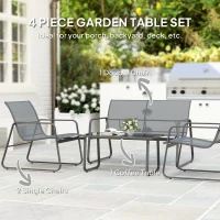 Outsunny Four-Piece Minimalistic Garden Sofa Set - Light Grey(m-4)
