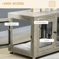 PawHut 2-in-1 Dog Cage & Side Table, with Two Doors, Cushion, for Large Dogs(m-6)