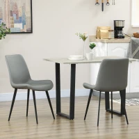 HOMCOM Lot de 4 chaises de salle à manger chaise de cuisine assise en similicuir pieds en acier avec dossier gris foncé(m-2)