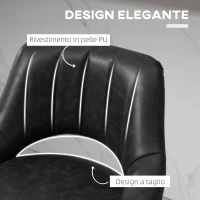 HOMCOM Set da 2 Sgabelli da Bar con Altezza Regolabile, Poggiapiedi e Seduta Girevole in Finta Pelle, Nero(m-7)