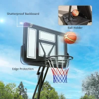 SPORTNOW 245-305cm Adjustable Basketball Hoop and Stand, with Wheels, Black(m-9)