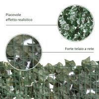 Outsunny Edera Finta per Balconi in PE Anti-UV, Rotolo Siepe Artificiale con Foglie, 240x100cm, Verde Scuro(m-6)