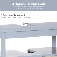 kleankin Mueble para Debajo del Lavabo Armario de Suelo de Baño con 2 Puertas y Estante Estilo Moderno 60x30x62 cm Gris(m-4)