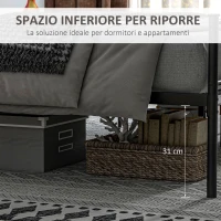 HOMCOM Struttura Letto Matrimoniale in Acciaio 160x200cm con Doghe, Testiera e Pediera - Nero(m-4)