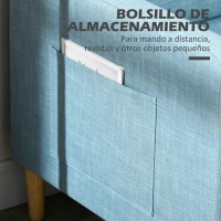 HOMCOM Sofá de 2 Plazas Tapizado en Poliéster con 2 Bolsillos Laterales Reposabrazos y Patas de Madera 143x76x83 cm Azul Claro(m-7)