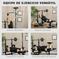 HOMCOM Banco de Pesas Multifuncional Ajustable para Entrenamiento de Cuerpo Entero 180x134x200 cm Plata y Negro(m-4)
