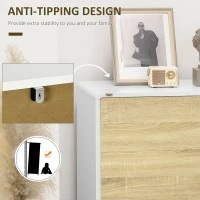 HOMCOM Modern Storage Cupboard with Push to Open Doors Adjustable Shelf for Living Room Home Office Bedroom White and Oak(m-8)