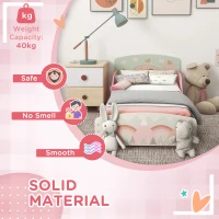 ZONEKIZ Toddler Bed Frame, Kids Storage Shelf Unit with 6 Fabric Bins for Ages 3-6 Years, Pink(m-5)