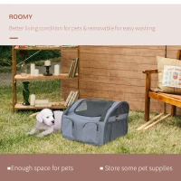 PawHut Pet Carrier Folding Bag Car Seat Cat Dog Puppy Kennel Portable Travel Cage Tote Case Mesh Holder House Grey(m-4)