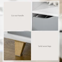 HOMCOM Modern Bedside Table, Side End Table with Shelf, Drawer and Wood Legs, 36.8cmx33cmx43.8cm, White and Grey(m-6)