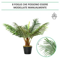 Outsunny Palma in Plastica Decorativa, Pianta Tropicale Finta con Vaso per Interno ed Esterno, Ф16 x 60cm(m-6)