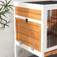 PawHut Wooden Rabbit Hutch, Guinea Pig Cage, with Removable Tray, Openable Roof(m-9)