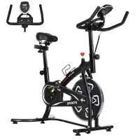 HOMCOM Indoor Stationary Exercise Bike 6kg Flywheel Fitness Cardio Workout Bke Trainer for Home Gym w/ Adjustable Resistance LCD Monitor Pad and Bottle Holder Black(m-1)