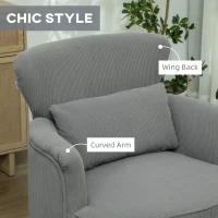 HOMCOM Corduroy Retro Accent Chair - Light Grey(m-6)