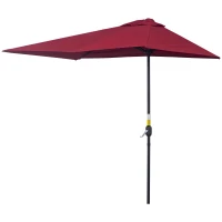 Outsunny Sombrilla Rectangular 230x130x245 cm Parasol para Pared Media Sombrilla con Manivela Protección UV 30+ Impermeable Sombrilla para Balcón Terraza Jardín Rojo(m-10)