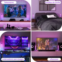 HOMCOM Conjunto de Lámparas de Mesa con Control Remoto App Bluetooth Sincronización con Música y Temporizador Blanco(m-8)