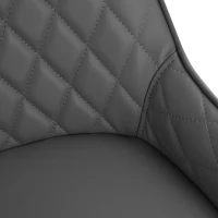 HOMCOM Set Of 2 Quilted PU Leather Dining Chairs with Metal Frame 4 Legs Foot Caps Home Seating Modern Stylish Executive Grey(m-8)