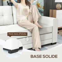 HOMCOM Canapé convertible 2 places canapé-lit avec dossier capitonné, coussins et matelas pliable au sol, blanc(m-7)