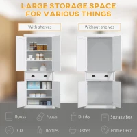 HOMCOM Freestanding Kitchen Cupboard, 184cm Tall Storage Cabinet with Doors and Shelves, Traditional Colonial 4-Door Kitchen Pantry Cupboard with Drawer, White(m-5)