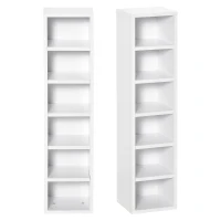HOMCOM Libreria Scaffale porta CD set 2 Pezzi a 12 Ripiani in Legno, 21x19.2x88.3 cm, Bianco(m-10)
