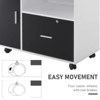 HOMCOM Multi-Compartment Office Storage Cabinet, with File Hangers - Black/White(m-7)
