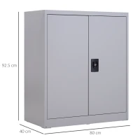Vinsetto Armadietto Mobile Ripiano Regolabile Chiusura di Sicurezza per Casa Ufficio Garage Acciaio 80x40x92.5cm Grigio(m-3)