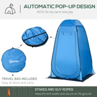 Outsunny Shower Tent, Pop Up Toilet Tent Privacy Tent, Outdoor Changing Dressing Bathing Shelter with Portable Carrying Bag and Removable Floor, for Camping Travel Fishing Hiking, Blue(m-5)