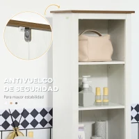 kleankin Armario Alto de Baño Mueble Columna de Baño con 3 Compartimientos Puerta y Estante Ajustable 39,5x30x160 cm Blanco(m-6)