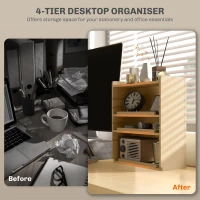 HOMCOM Four-Tier Desktop Organiser - Oak Tone(m-4)