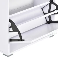 HOMCOM Meuble à Chaussures Armoire à chaussures 3 Portes abattantes 3 Compartiments en bois 60L x 26I x 124H cm Blanc laqué(m-9)