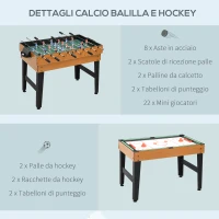 HOMCOM Tavolo Multigioco 4 in 1 con Calcio Balilla, Biliardo, Ping Pong e Hockey da Tavolo, 107x61x84.5cm(m-6)