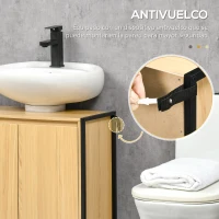 kleankin Mueble para Debajo del Lavabo Armario de Suelo para Baño de Madera con 2 Puertas y Estante 60x30x65,2 cm Roble(m-6)