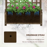 Outsunny Jardinière avec treillis bac à fleurs jardinière sur pied 64 x 28 x 75 cm inserts d'irrigation bois massif(m-5)